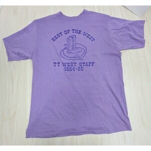 T-Shirt L Purple Vintage Best of the West TT West Staff 1984-85 single stitch